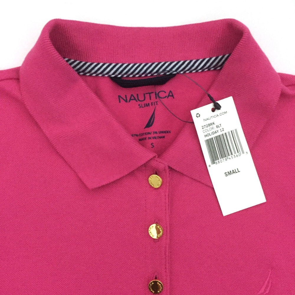 Nautica Slim Fit Polo Shirt with Gold Buttons
